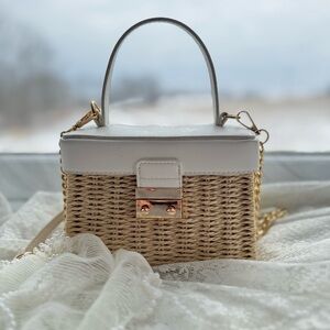 Like Dreams - Wicker Mini Handbag White and Cream